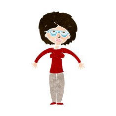 cartoon woman shrugging shoulders N737