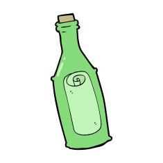 cartoon message in bottle N12