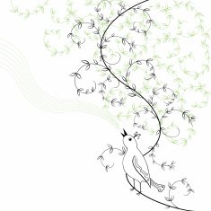 Bird Sings In Abstract Bush