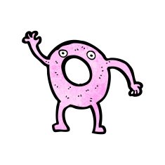 cartoon pink doughnut waving N2