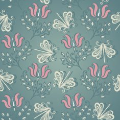 Seamless Floral Pattern with Insects N3