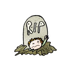child's drawing of a zombie rising from grave N6