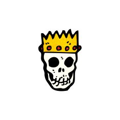 skull wearing crown cartoon N2