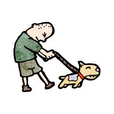 Cartoon Man Walking Dog N6