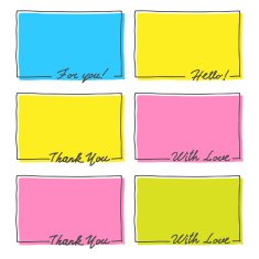 Hand Drawn Frame Set Thank You With Love Hello