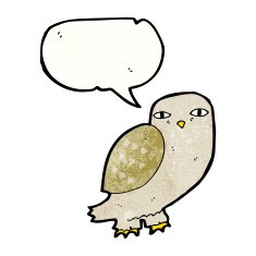 Cartoon owl with speech bubble N106