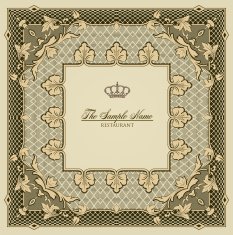Premium Quality Card Baroque ornaments wheat and floral detail N7