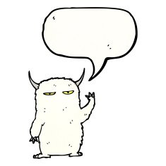 cartoon yeti with speech bubble N4