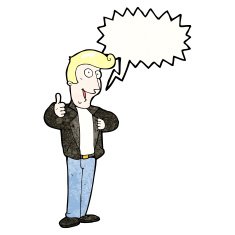 cartoon cool guy with speech bubble N14