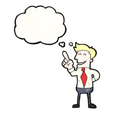 cartoon man in shirt and tie with idea N2