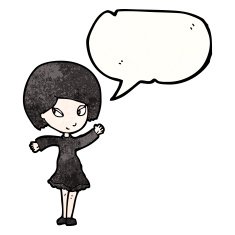 Cartoon Goth Girl With Speech Bubble N5