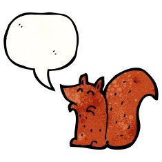 cartoon squirrel with speech bubble N29