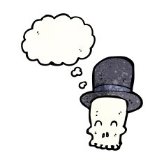 cartoon skull in top hat N22