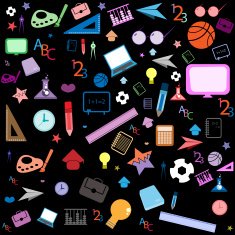 seamless pattern with colorful school icons N16