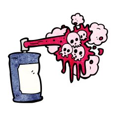 cartoon graffiti skull spray can N21