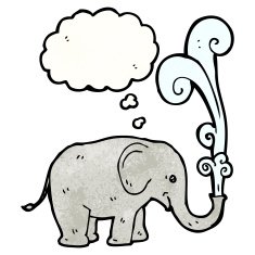 cartoon elephant squirting water N32