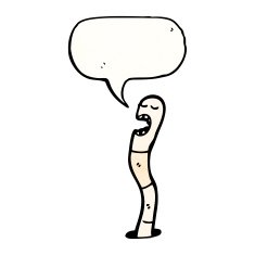cartoon worm with speech bubble N16