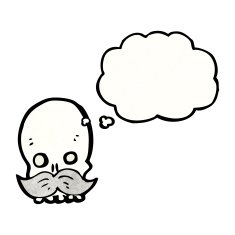 funny cartoon skull with mustache N6