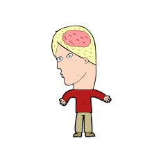 cartoon man with brain symbol N27