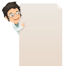 Doctor looking at blank poster
