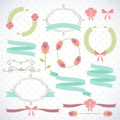 Set of retro ribbons and frames N2