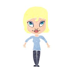cartoon girl shrugging shoulders N45