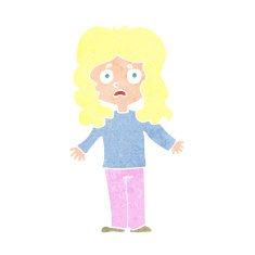 cartoon worried woman N117