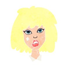 cartoon woman with bruised face N13