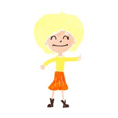 cartoon happy girl giving thumbs up symbol N15