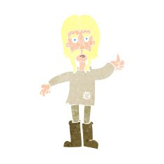 cartoon hippie man giving thumbs up symbol N15