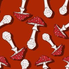 Vector Seamless Pattern of Mushrooms N5