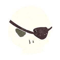 cartoon skull with eye patch N15