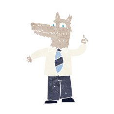 cartoon business wolf with idea N10
