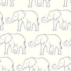 Seamless pattern with hand drawn silhouette elephants N14