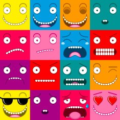 Vector Cartoon Set Of Different Cute Faces N2