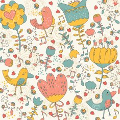 Birdy in the wonderland whimsical illustration