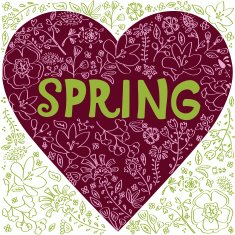 Floral Spring background in heart shape