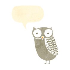 retro cartoon owl with speech bubble N2