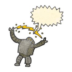 artoon robot with speech bubble N3