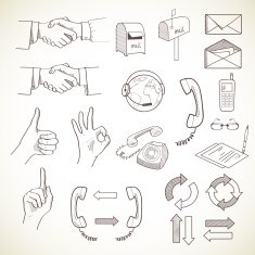Set of communication icons isolated on light background N2