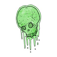cartoon slimy skull N14