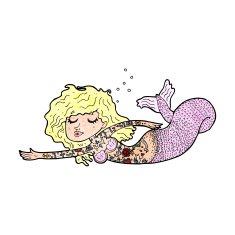 cartoon mermaid covered in tattoos N13