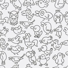 hand draw bird seamless pattern