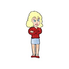 cartoon woman with crossed arms N67