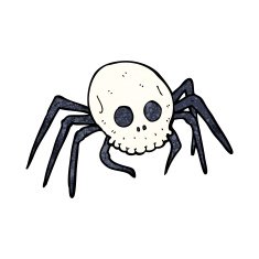 cartoon spooky halloween skull spider N14