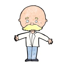 cartoon bald man with open arms N14