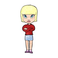 cartoon woman with crossed arms N68