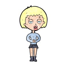 cartoon bored woman waiting N15