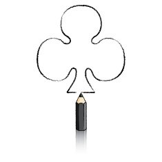 Plack Pencil Drawing Ace of Clubs Playing Card Icon