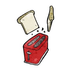 cartoon toaster spitting out bread N15
